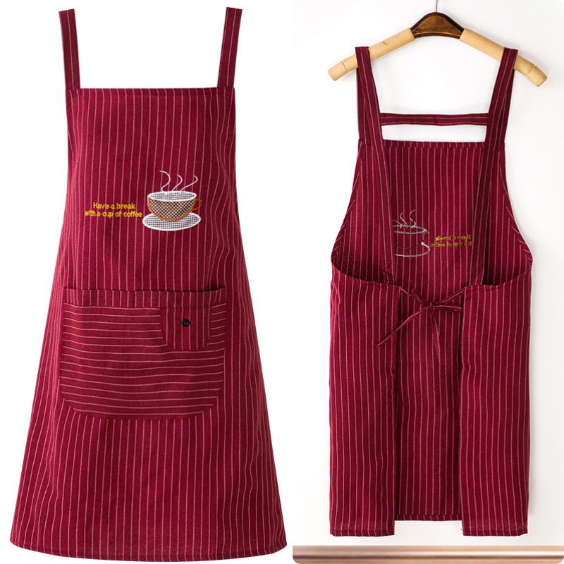 [Stella Fashion ]Pure Cotton Apron Kitchen Waterproof Oil Proof Cooking Aprons Women Men  Adjustable Aprons Kitchen