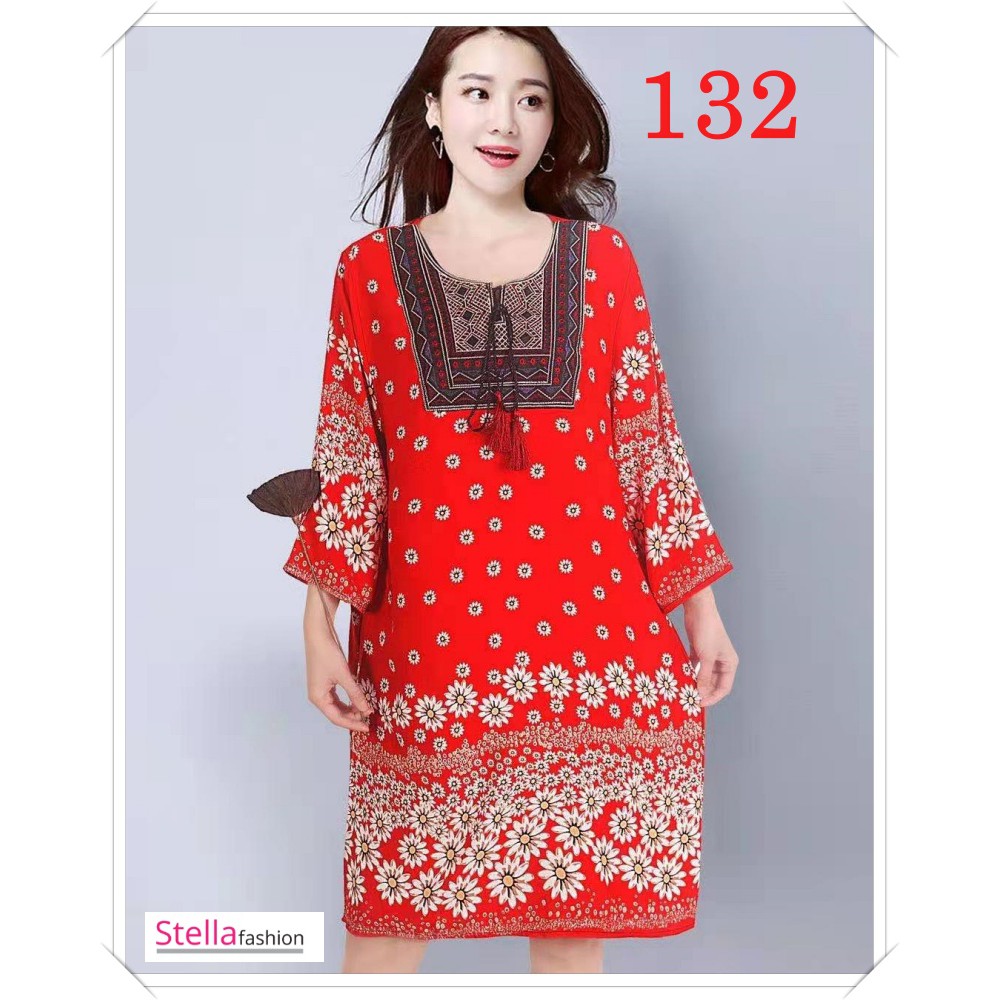 Stella Fashion Women Flora Long Sleeve Blouse Round Neck Long Dress