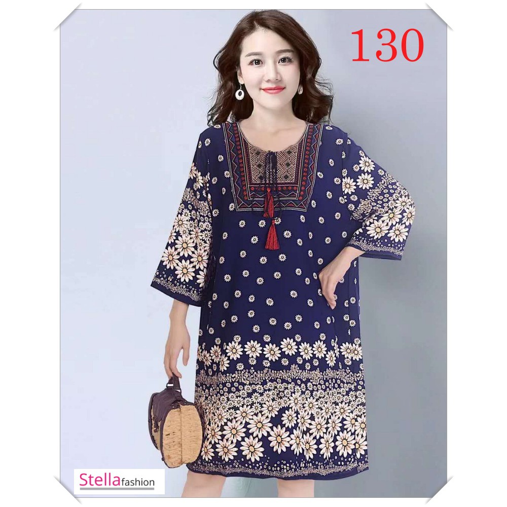 Stella Fashion Women Flora Long Sleeve Blouse Round Neck Long Dress