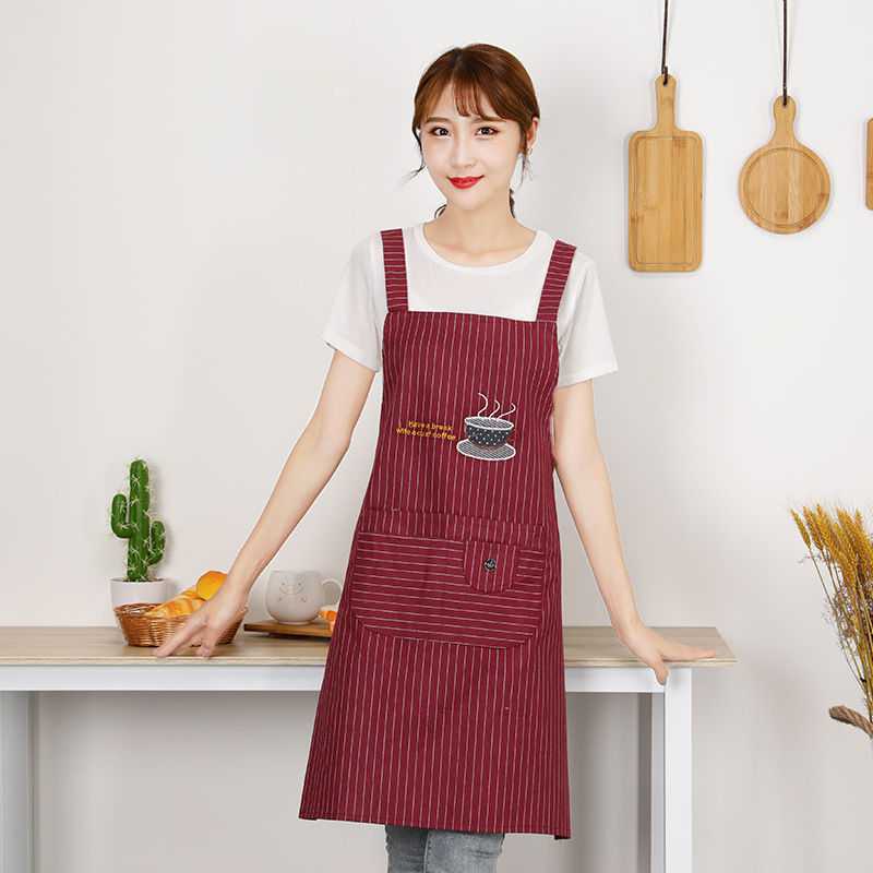 [Stella Fashion ]Pure Cotton Apron Kitchen Waterproof Oil Proof Cooking Aprons Women Men  Adjustable Aprons Kitchen