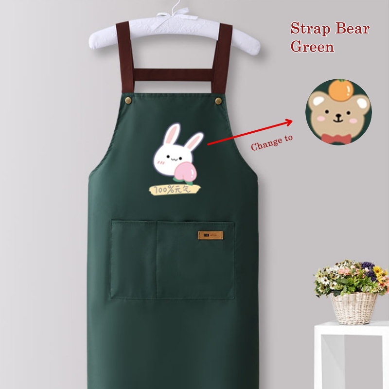 [Stella Fashion ]Pure Cotton Apron Kitchen Waterproof Oil Proof Cooking Aprons Women Men  Adjustable Aprons Kitchen