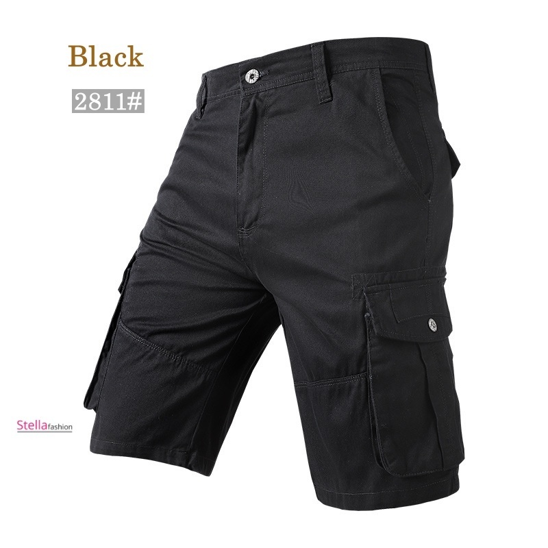 Stella Fashion Men Cotton bermuda Cargo Pants Summer Pocket Pants Plain Casual Short Pants for Men-Stella's Fashion