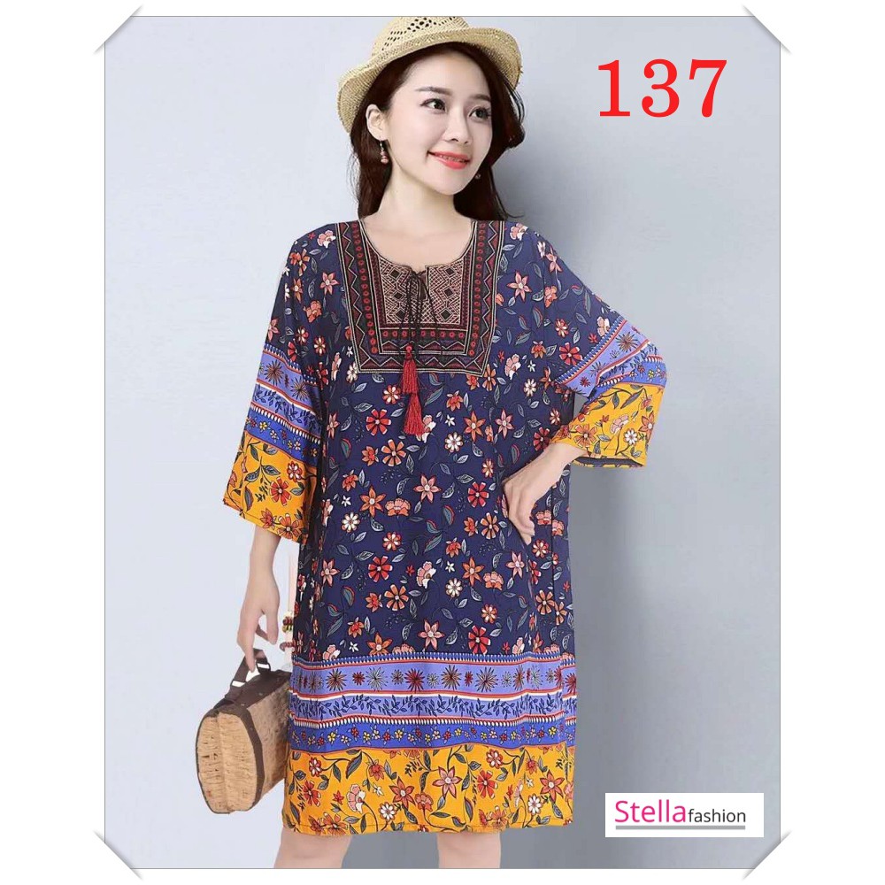 Stella Fashion Women Flora Long Sleeve Blouse Round Neck Long Dress