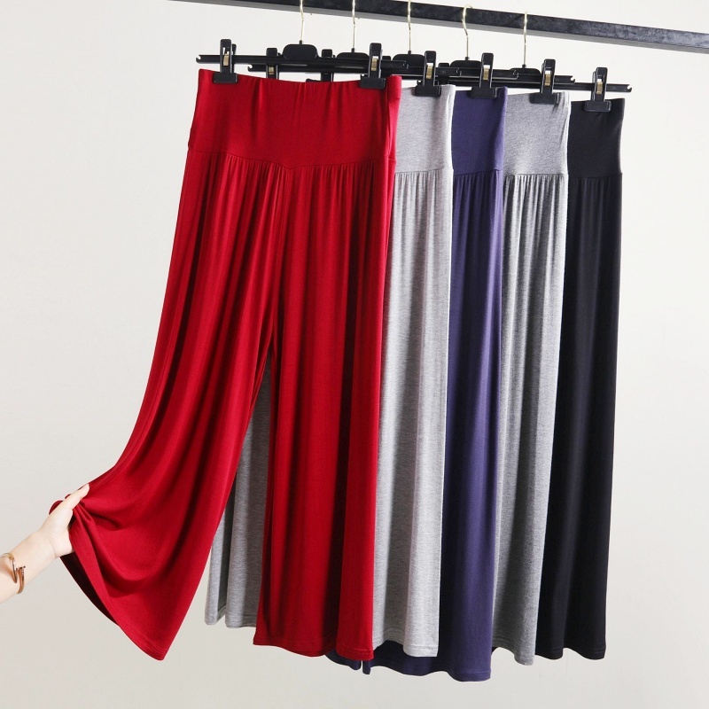 Stella Fashion New Plus Size Modal Wide-Leg Pants Casual Muslimah Female High Waist Home Pants Sleeping Bottoms Pants-Stella's Fashion