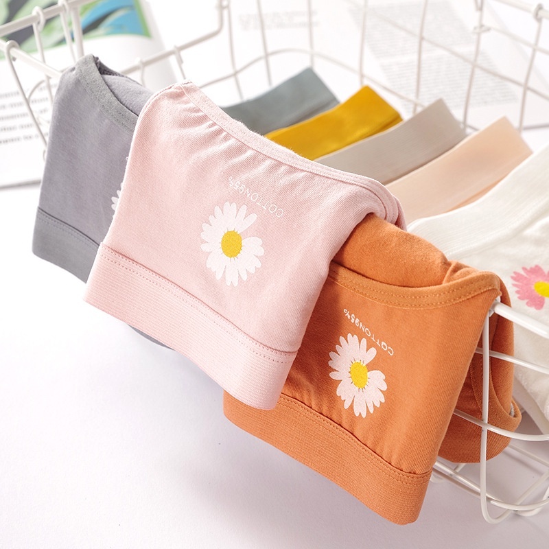 Stella Fashion Ladies Cotton Printed Small Daisy Mid -waist Triangle Girl Underwear Women’s Comfortable Cute Panties