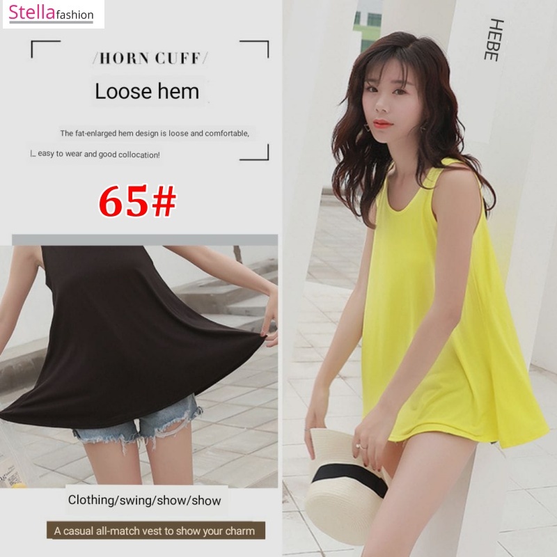 [Stella Fashion] Plus Size Loose Fit Flare Bottom Blouse Sleeveless Top Tees hides Tummy Plus Size Women Tank Top