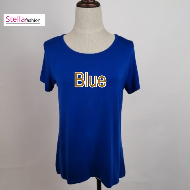 Stella Fashion Women Plus Size Short Sleeved Modal Bamboo fiber T-Shirt Round Neck Slim Casual Solid Color T-shirt