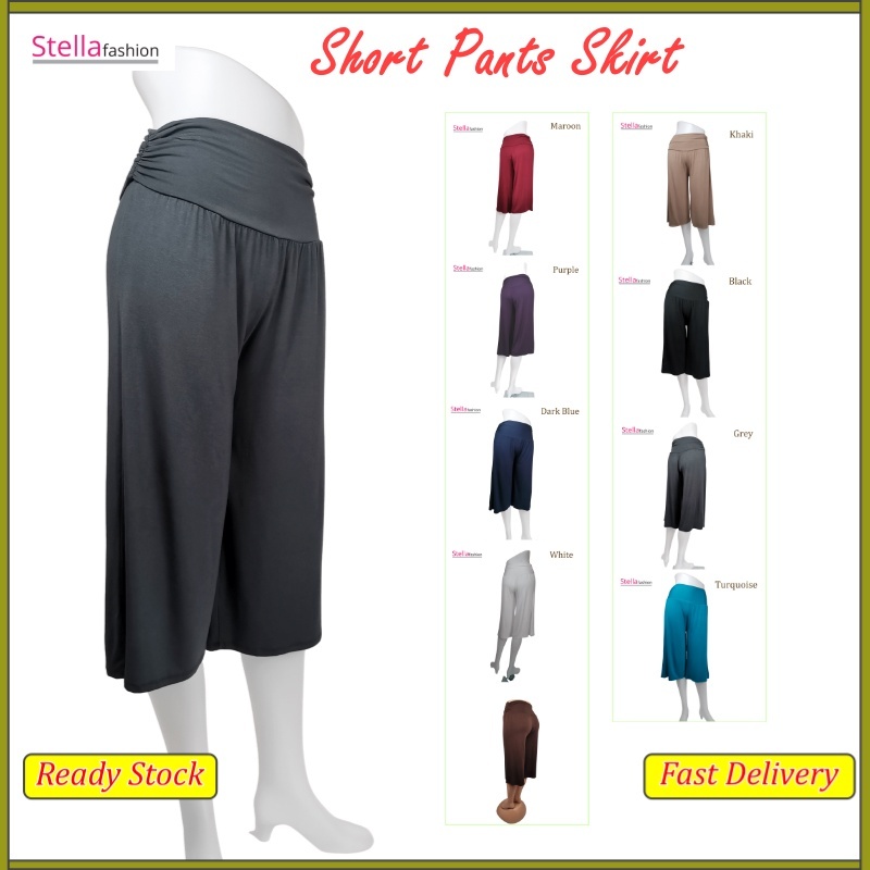 [Stella Fashion] Lady Pant Skirt Palazzo Cooling Soft and Comfortable Elastic, Bamboo Fibre Muslimah Pants Plus size