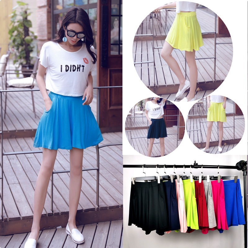 Stella Fashion Summer Shorts Large Size Wide Leg Pants New Casual Hot Pants Loose Thin Beach Short Pants 2 Side Pocket