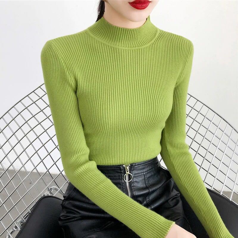 Stella Women's Turtleneck Long Sleeve Casual Bottoming Shirt Autumn And Winter Hedging All-Match slim-fitting T-Shirt-Stella's Fashion