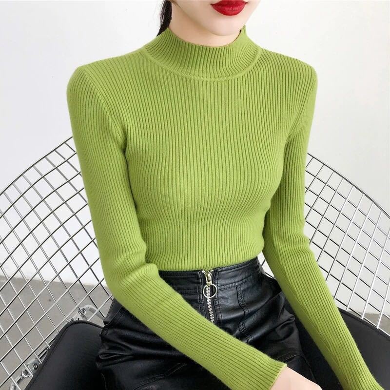 Stella Women's Turtleneck Long Sleeve Casual Bottoming Shirt Autumn And Winter Hedging All-Match slim-fitting T-Shirt-Stella's Fashion