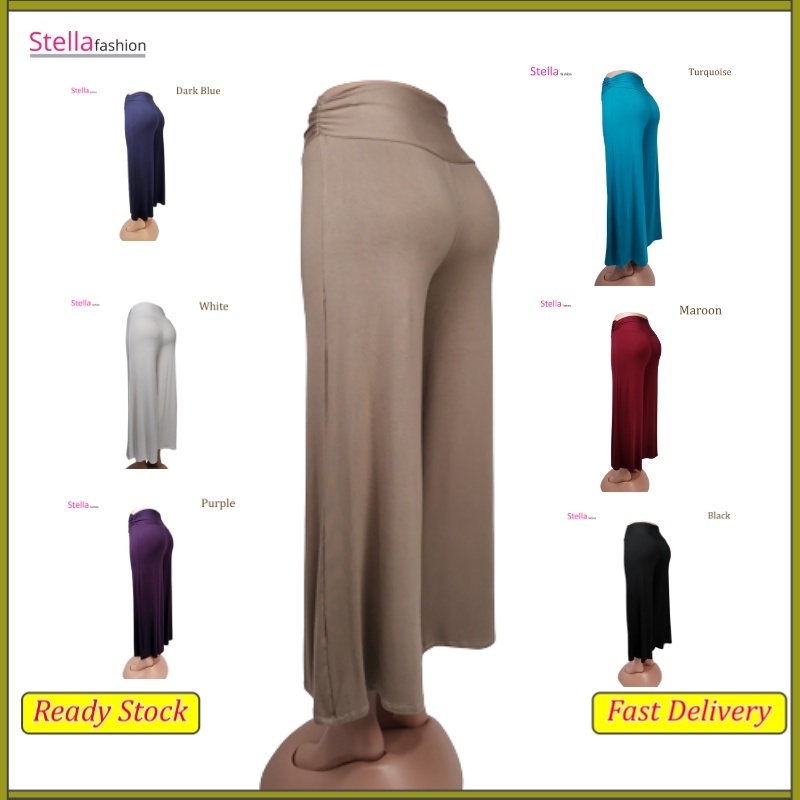 Stella Fashion Ready Stock  Long Pants Muslimah Wear Ladies Long Pant Skirt  Palazzo Pants Plus Size