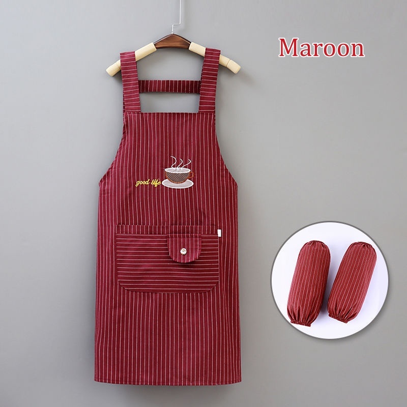 [Stella Fashion ]Pure Cotton Apron Kitchen Waterproof Oil Proof Cooking Aprons Women Men  Adjustable Aprons Kitchen