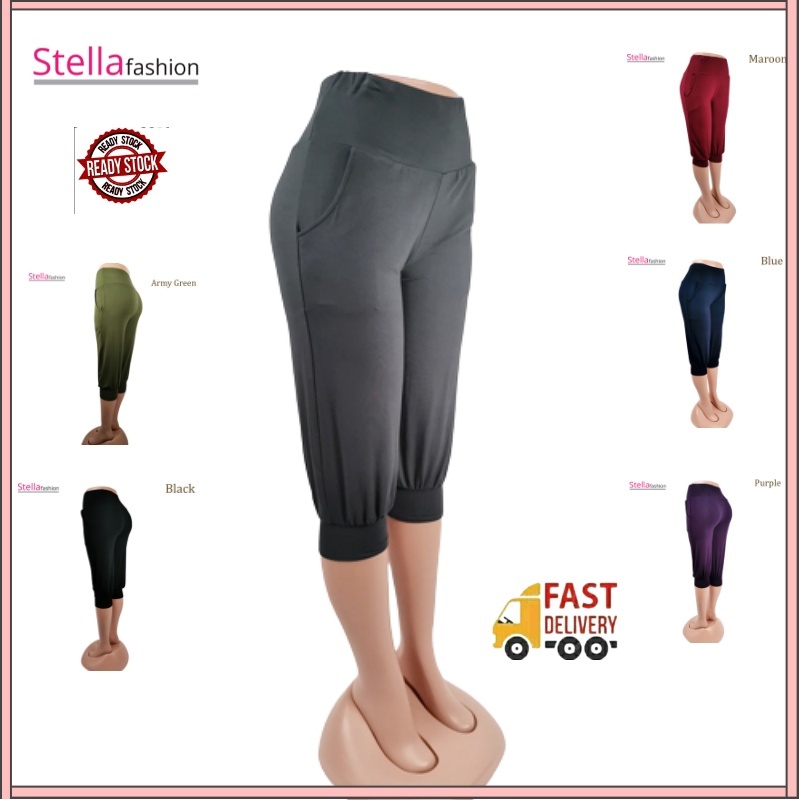 Stella Fashion [ Ready Stock ] Women 3/4 Alibaba Pant  Plus Size Muslimah Pants With Pockets