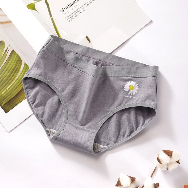 Stella Fashion Ladies Cotton Printed Small Daisy Mid -waist Triangle Girl Underwear Women’s Comfortable Cute Panties