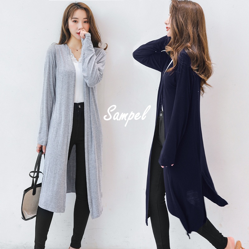 Stella Fashion Women's Modal Long Sleeve long Cardigan Sun Protection  Muslimah Casual Cardigan 莫代尔薄款开衫长袖防晒衣女外套长款外搭防晒衫-Stella's Fashion