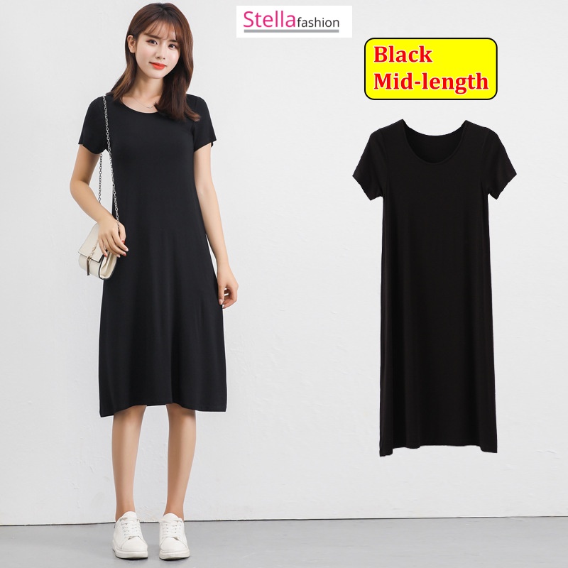 Stella Fashion Korean version Summer Modal Plus Size Short Sleeve Skirt Dress Loose Fit  Short-Sleeve Bottoming Skirt