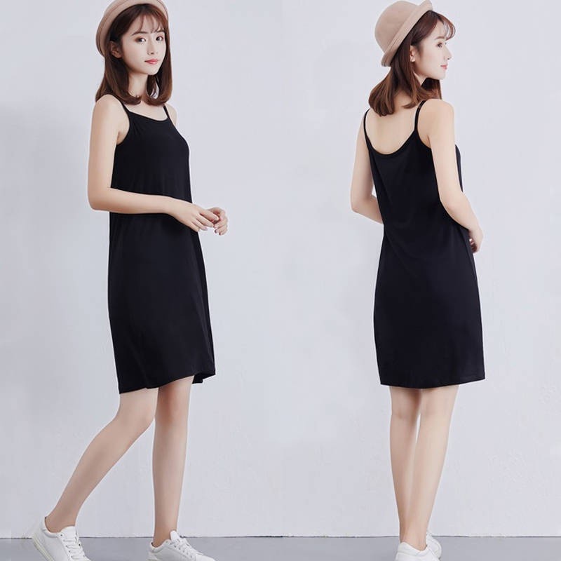 Stella Women Sleeveless slip dresses Modal Fabric skirt loose vest Stretch dress plus size spaghetti strap nightdress