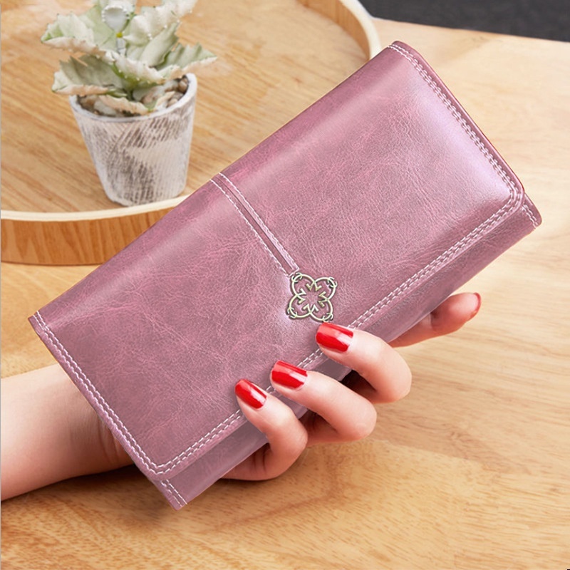 Ladies High-end Oil Wax Leather Long Wallet /Purse  Perempuan / Purse Woman /Long Purse Beg Duit Perempuan-Stella's Fashion