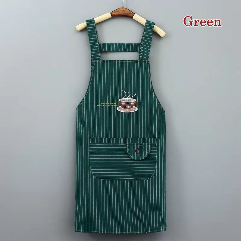 [Stella Fashion ]Pure Cotton Apron Kitchen Waterproof Oil Proof Cooking Aprons Women Men  Adjustable Aprons Kitchen