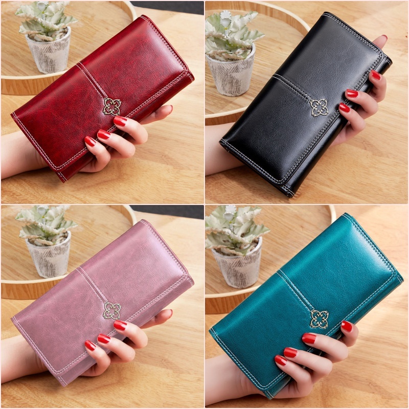 Ladies High-end Oil Wax Leather Long Wallet /Purse  Perempuan / Purse Woman /Long Purse Beg Duit Perempuan-Stella's Fashion