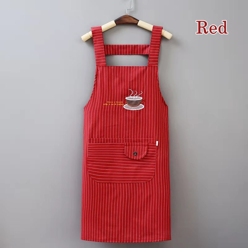 [Stella Fashion ]Pure Cotton Apron Kitchen Waterproof Oil Proof Cooking Aprons Women Men  Adjustable Aprons Kitchen