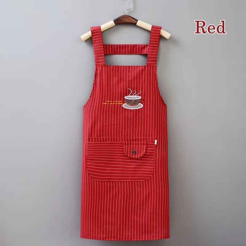 [Stella Fashion ]Pure Cotton Apron Kitchen Waterproof Oil Proof Cooking Aprons Women Men  Adjustable Aprons Kitchen