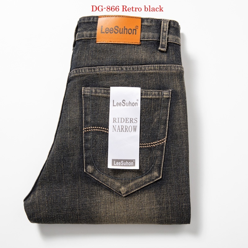 Stella Fashion Male Youth Middle-Aged Jeans Men’s Autumn and Winter Thick Elastic Straight Loose High Waist Casual Pants