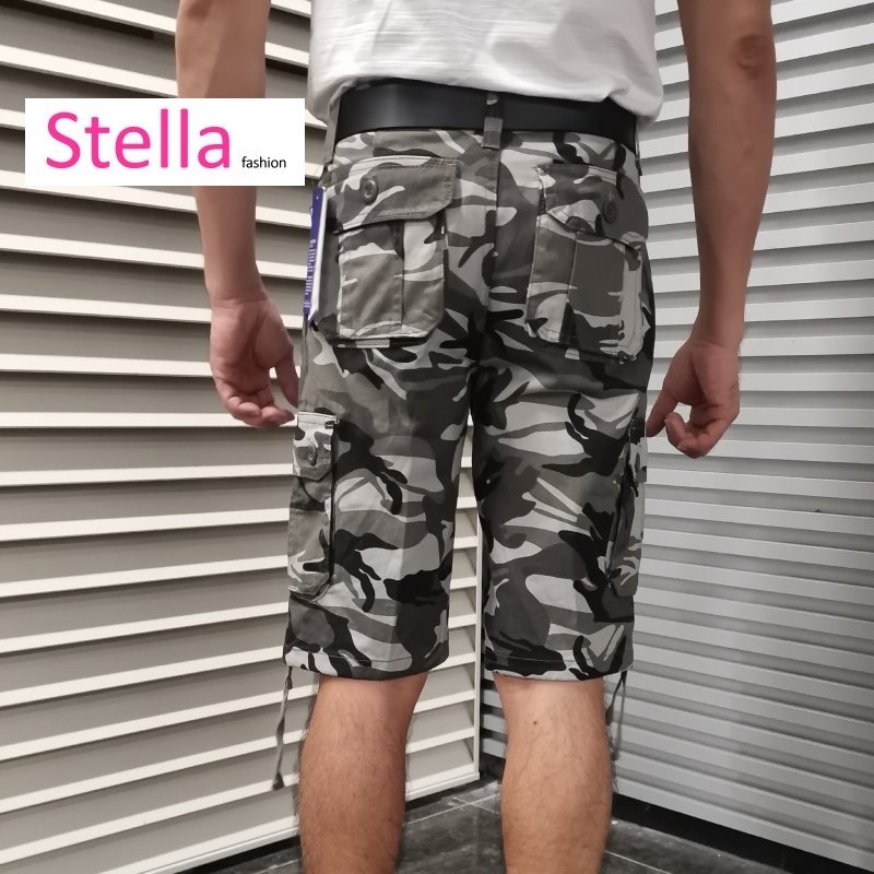 Stella Fashion  Men’s Camouflage Cargo Short Pants 100% Cotton Bermuda Summer Pants