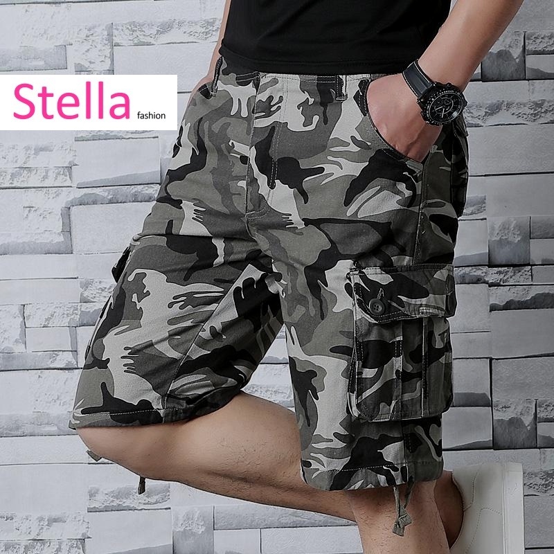 Stella Fashion  Men’s Camouflage Cargo Short Pants 100% Cotton Bermuda Summer Pants