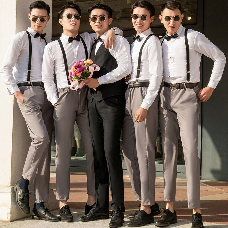 [Stella Fashion] 2.5cm Unisex Men/ Women  Adult Suspenders or Bow Tie Set for Wedding or even