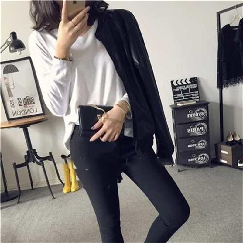 Korean Thin Leather Jacket Black Bomber Pu leather Jacket Short Retro Stand Collar Zip Black Loose Short Black Jackets