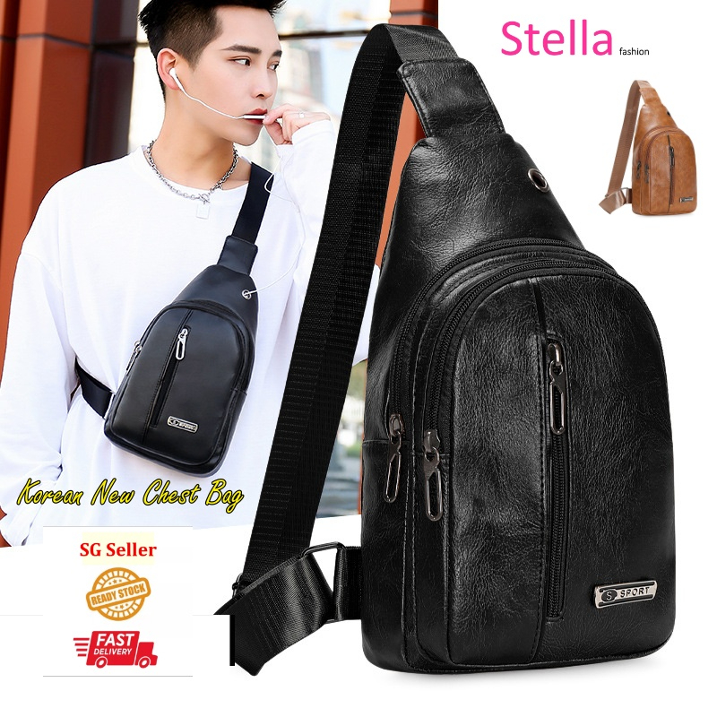 Korean New Chest Bag Men's Fashion Casual Shoulder Bag Men's Small Backpack Hanging messenger Bag 男士胸包韩版时尚单肩包