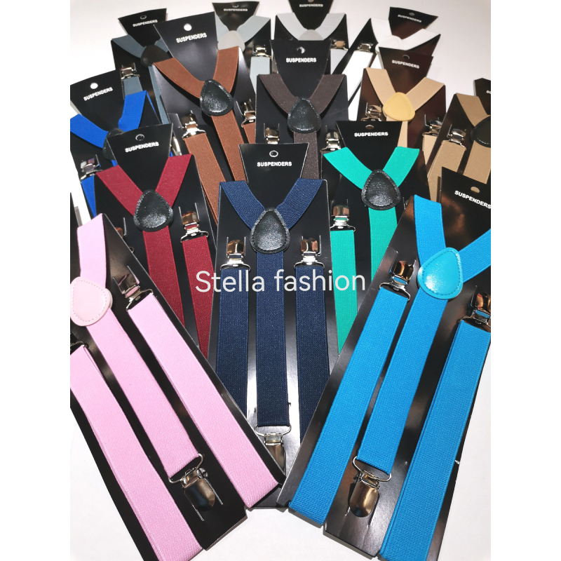 [Stella Fashion] 2.5cm Unisex Men/ Women  Adult Suspenders or Bow Tie Set for Wedding or even