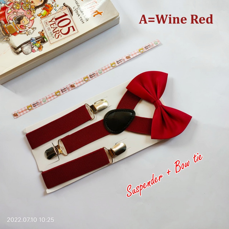 Stella Fashion Suspender kids & bow tie sets for boys girls children elastic & adjustable at party and wedding儿童3夹Y型背带领结