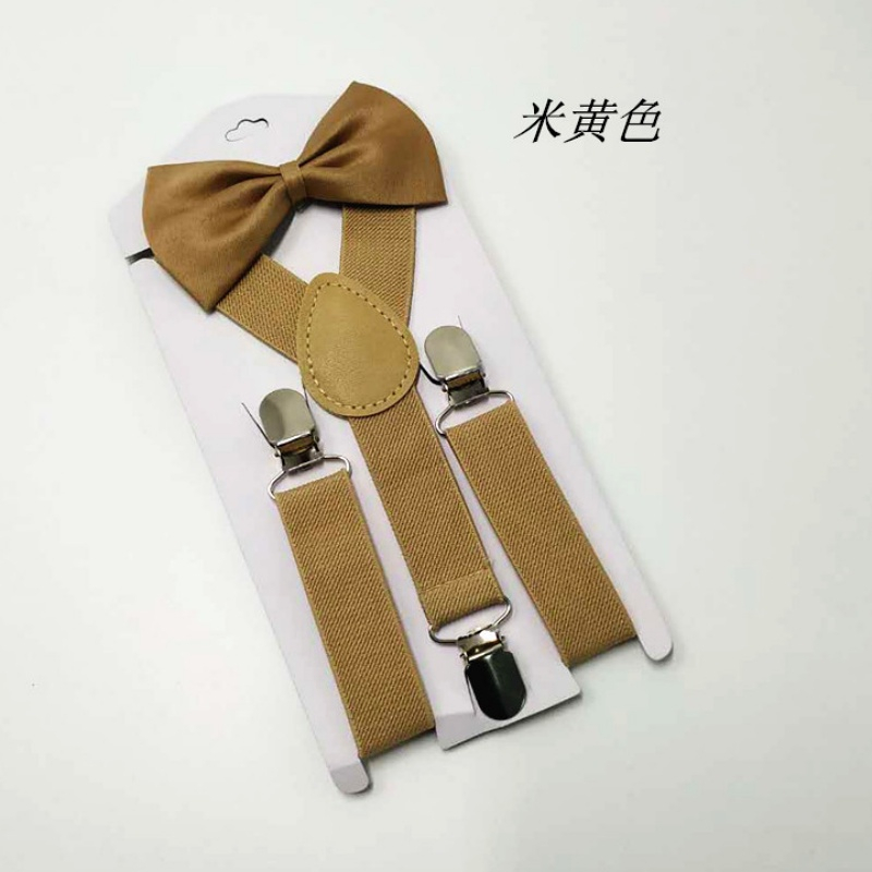 Stella Fashion Suspender kids & bow tie sets for boys girls children elastic & adjustable at party and wedding儿童3夹Y型背带领结