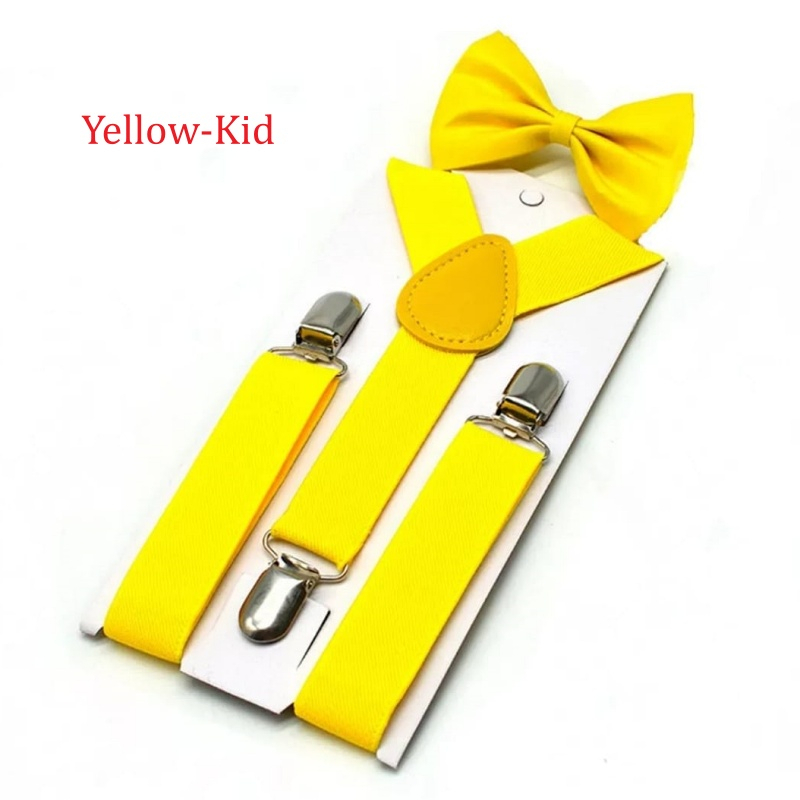 Stella Fashion Suspender kids & bow tie sets for boys girls children elastic & adjustable at party and wedding儿童3夹Y型背带领结