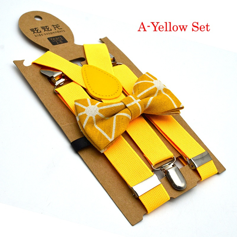 Stella Fashion Suspender Clip-on Braces and Bow Tie Set for Child Kids Party and Wedding 儿童吊裤带+印花领结