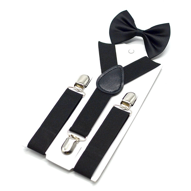 Stella Fashion Suspender kids & bow tie sets for boys girls children elastic & adjustable at party and wedding儿童3夹Y型背带领结