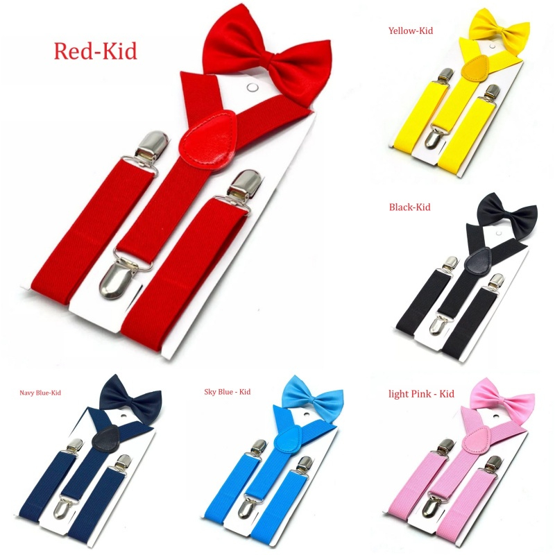 Stella Fashion Suspender kids & bow tie sets for boys girls children elastic & adjustable at party and wedding儿童3夹Y型背带领结
