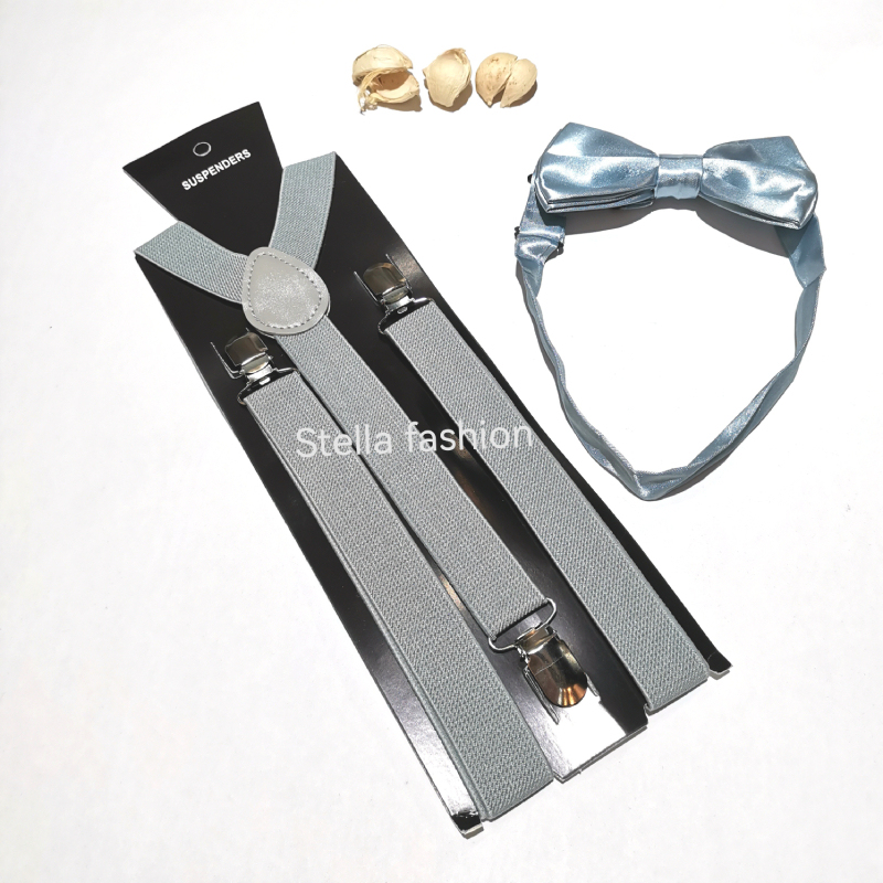 [Stella Fashion] 2.5cm Unisex Men/ Women  Adult Suspenders or Bow Tie Set for Wedding or even