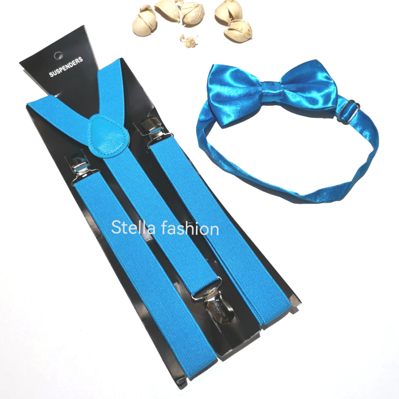 [Stella Fashion] 2.5cm Unisex Men/ Women  Adult Suspenders or Bow Tie Set for Wedding or even