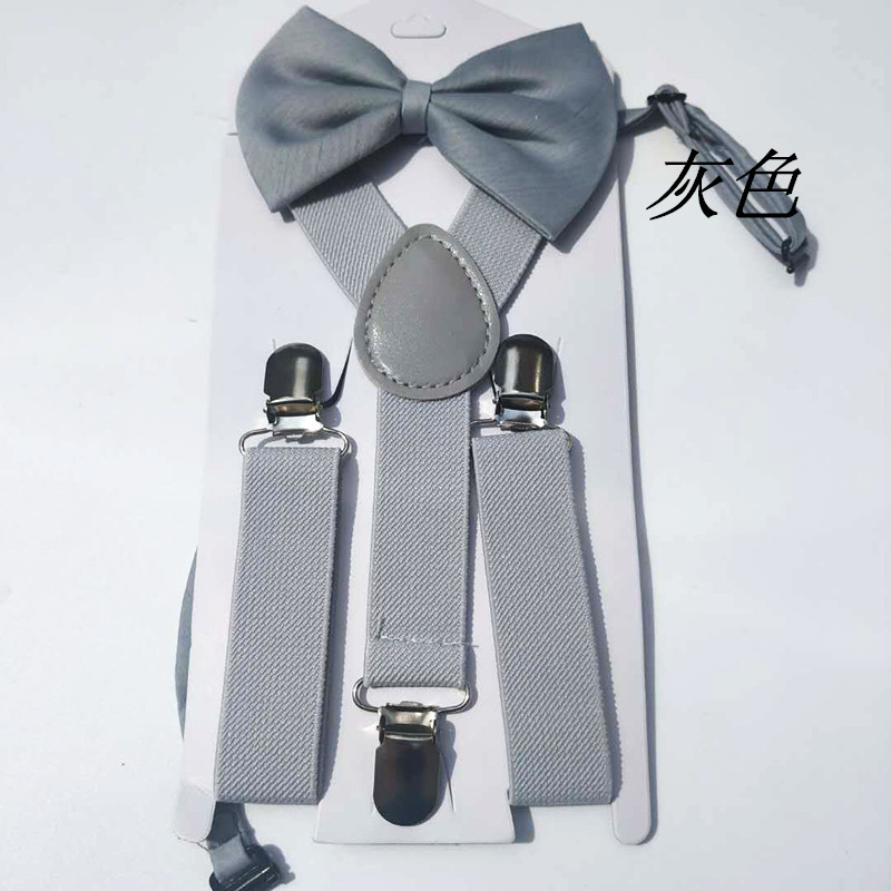 Stella Fashion Suspender kids & bow tie sets for boys girls children elastic & adjustable at party and wedding儿童3夹Y型背带领结