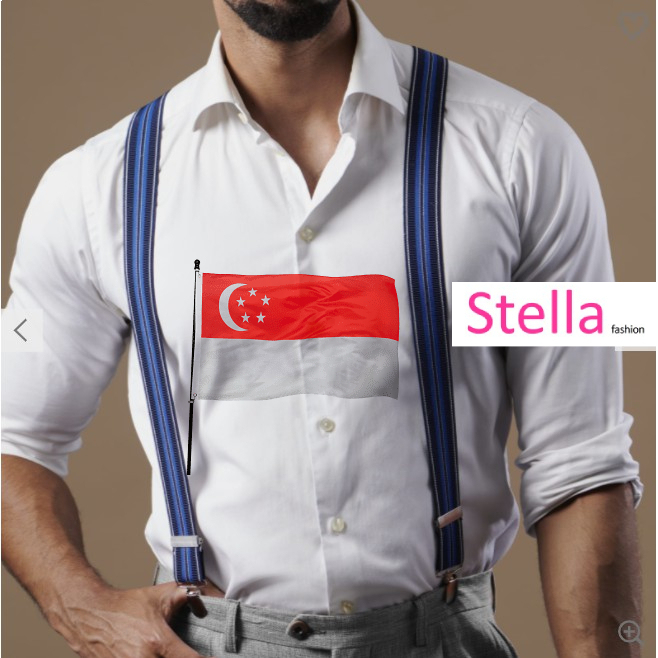 [Stella Fashion] 2.5 cm wide Stripe elastic Adjustable Braces Y -Shape Unisex Suspenders Clip on Men's Stripe Suspenders
