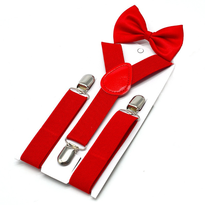 Stella Fashion Suspender kids & bow tie sets for boys girls children elastic & adjustable at party and wedding儿童3夹Y型背带领结