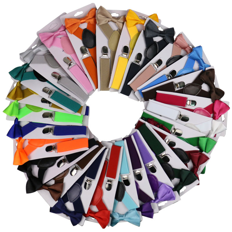 Stella Fashion Suspender kids & bow tie sets for boys girls children elastic & adjustable at party and wedding儿童3夹Y型背带领结