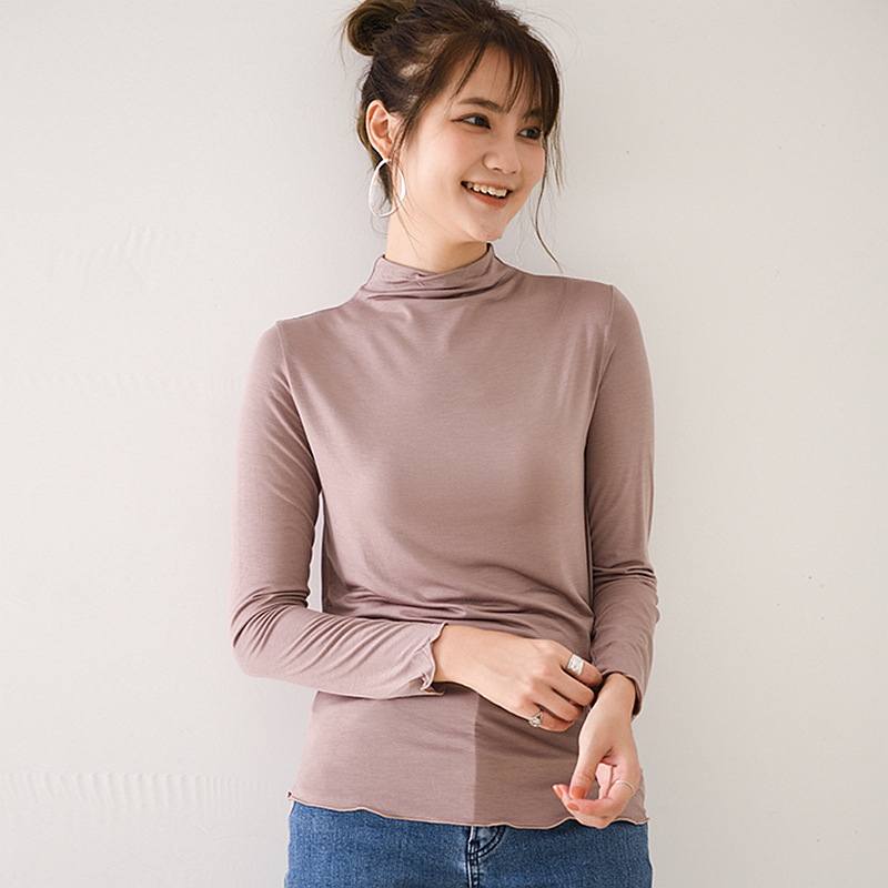 Stella Fashion Modal Long-Sleeve T-Shirt Women Muslim Half-High Collar Slim Plus Size Blouse Inside The Bottoming Shirt