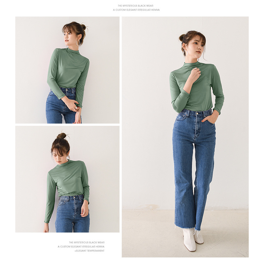 Stella Fashion Modal Long-Sleeve T-Shirt Women Muslim Half-High Collar Slim Plus Size Blouse Inside The Bottoming Shirt