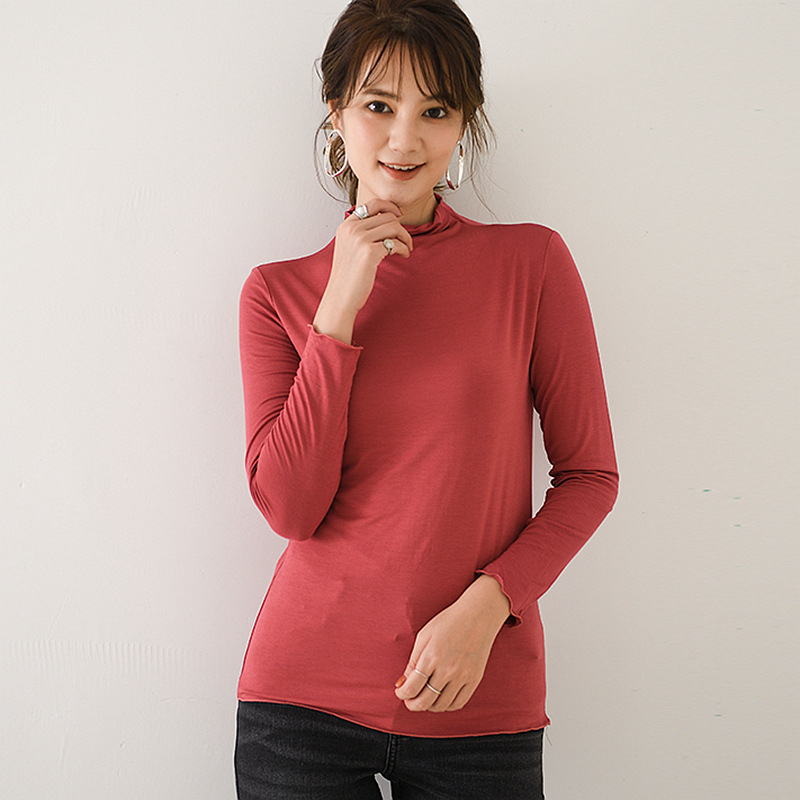 Stella Fashion Modal Long-Sleeve T-Shirt Women Muslim Half-High Collar