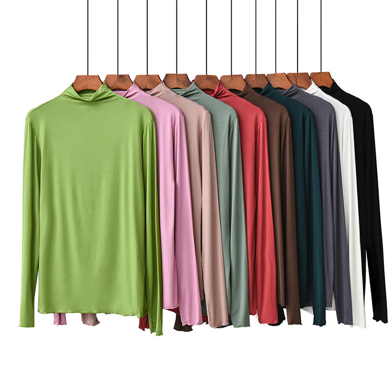 Stella Fashion Modal Long-Sleeve T-Shirt Women Muslim Half-High Collar Slim Plus Size Blouse Inside The Bottoming Shirt